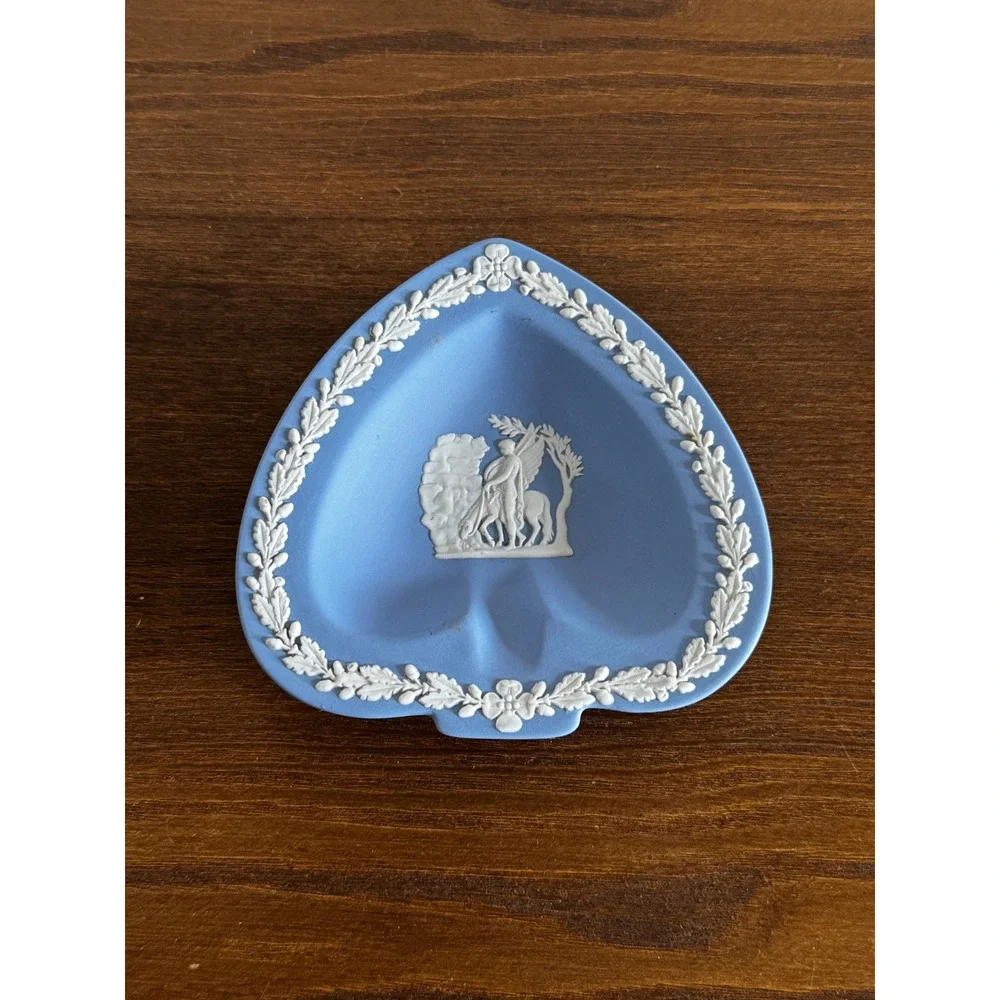 Wedgwood Jasperware Blue Spade Trinket Dish Bellerophon Pegasus Made in England